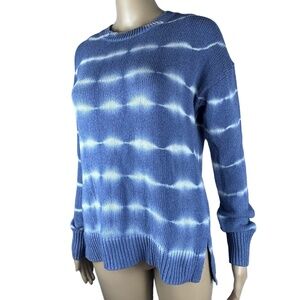 White + Warren Women’s XS Blue Tie-Dye Cotton Blend Knit Sweater Pullover Top